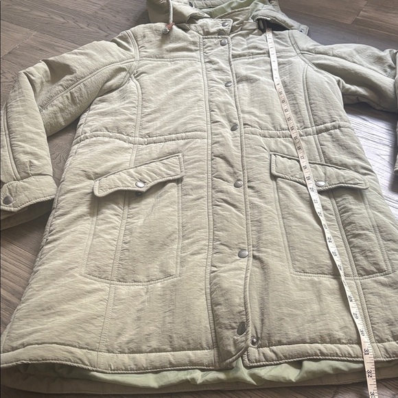 Levi’s | Light Green Long Puffer Hooded Jacket Size Small - Picture 8 of 15